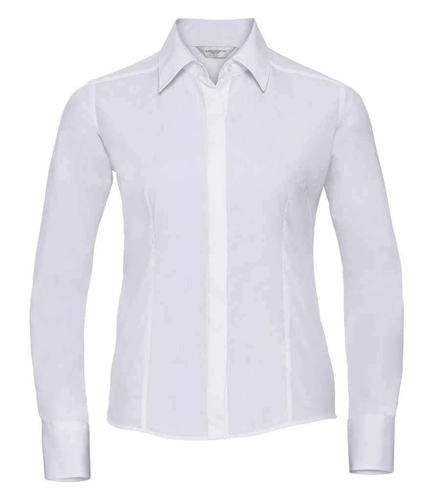 Russell Athletic Collection Ladies Long Sleeve Fitted Poplin Shirt