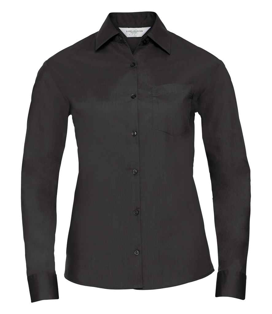 Russell Athletic Collection Ladies Long Sleeve Easy Care Poplin Shirt