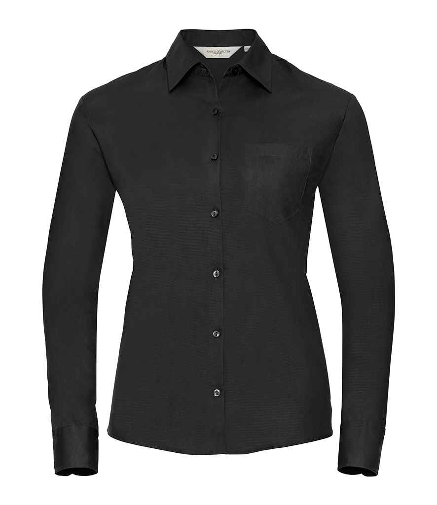 Russell Athletic Collection Ladies Long Sleeve Easy Care Cotton Poplin Shirt