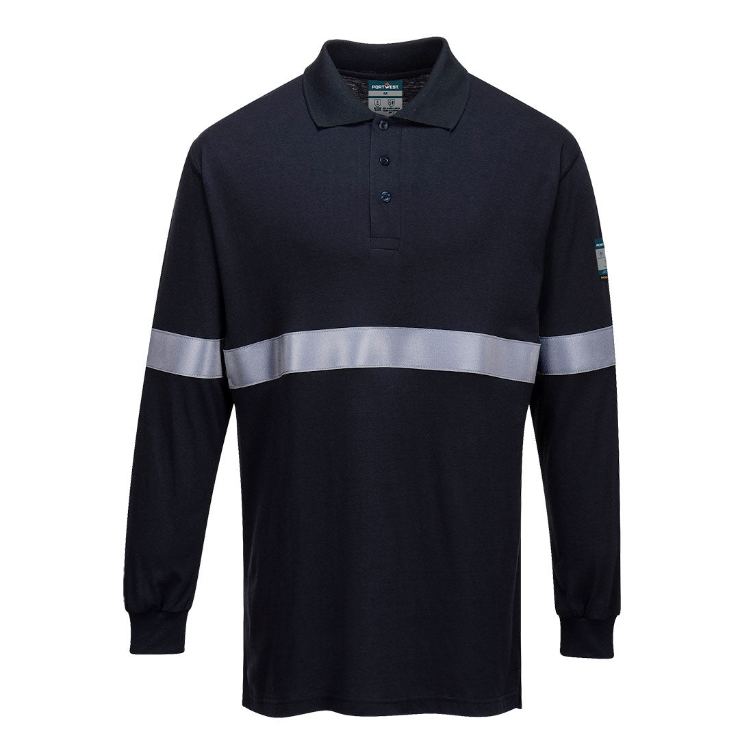 Portwest Modaflame Knit FR Long Sleeve Polo Shirt Navy FR03