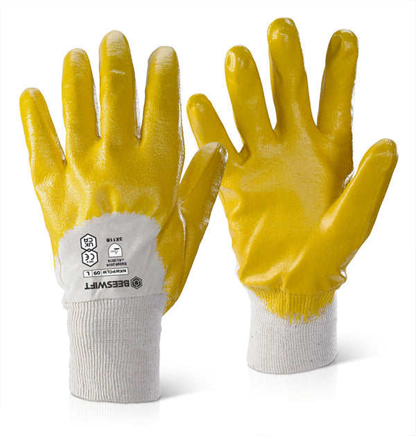 Beeswift Nitrile Knitted Wrist Palm Coated Light Weight Gloves