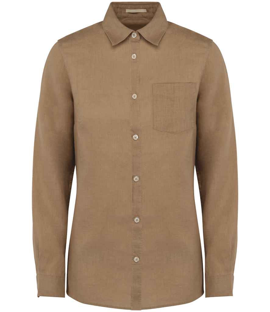 Spasso Ladies Long Sleeve Linen Shirt
