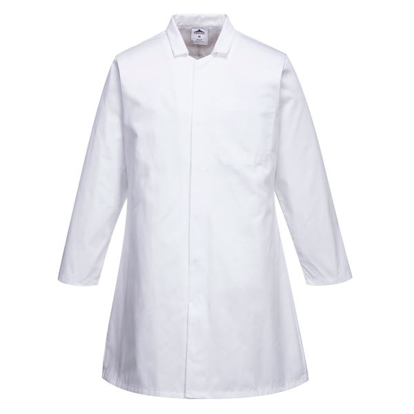 White Men’s Food Coat, One Pocket 