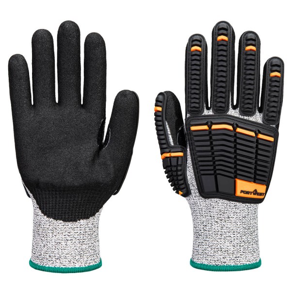 Portwest Grey Black Impact E15 Nitrile foam Glove 