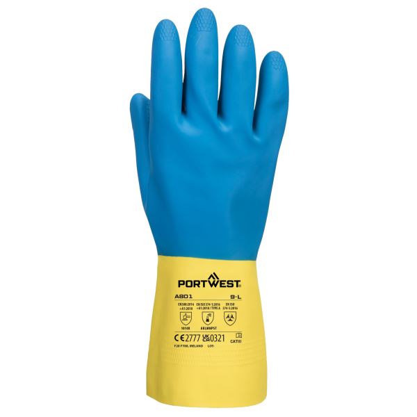 Yellow/blue Double Dipped Latex Gauntlet 