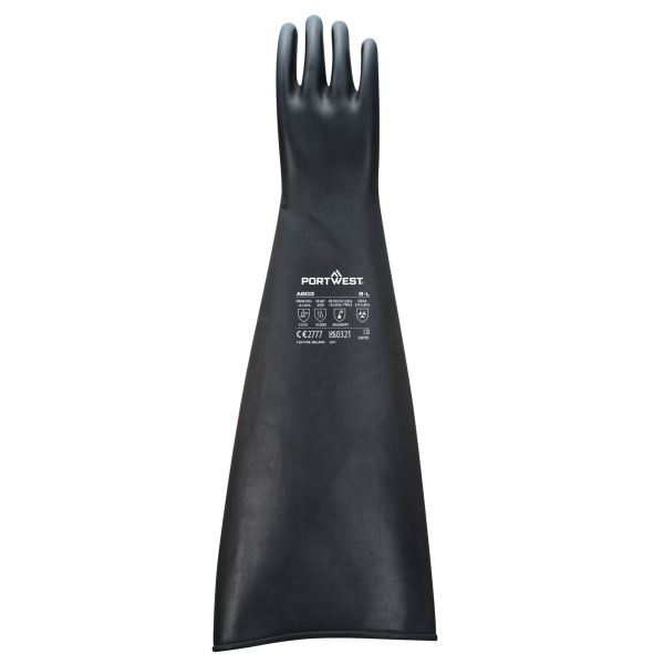 Black Heavyweight Latex Rubber Gauntlet 600mm 