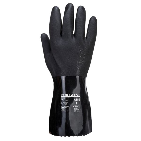 Black ESD PVC Chemical Gauntlet 