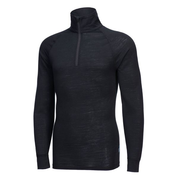 Black Merino Wool 1/4 Zip Baselayer Top 