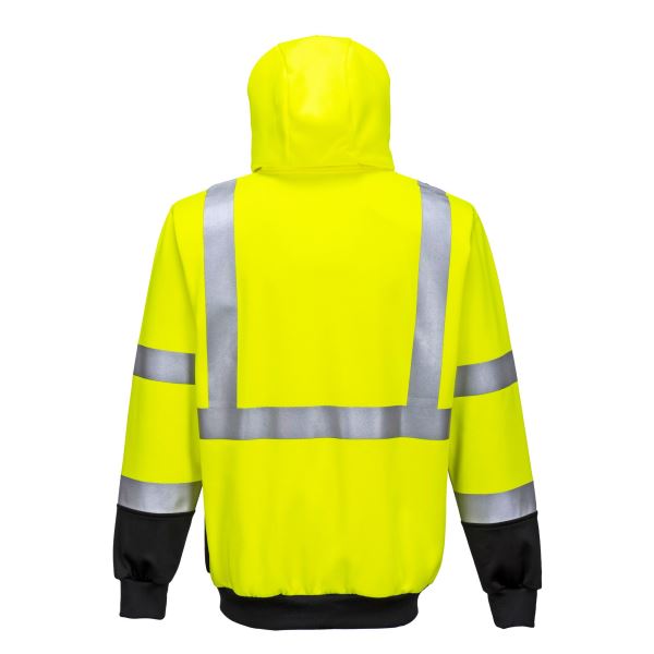 Yellow/black Hi-Vis Contrast Zipped Hoodie 