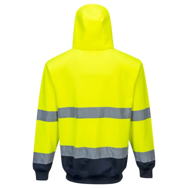 Yellow/navy Hi-Vis Contrast Zipped Hoodie 