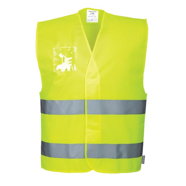 Yellow Hi-Vis Two Band Dual ID Holder Vest  