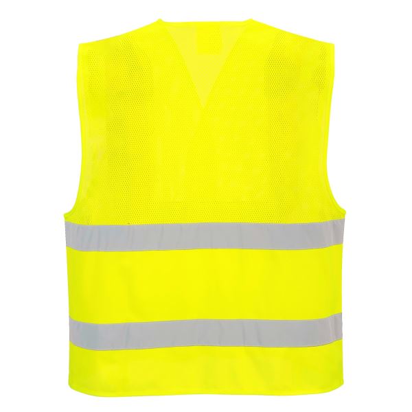 Yellow Hi-Vis Half Mesh Two Band Vest  