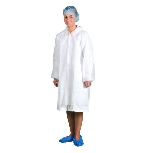 White Disposable Visitors Coat PP (PK200) 