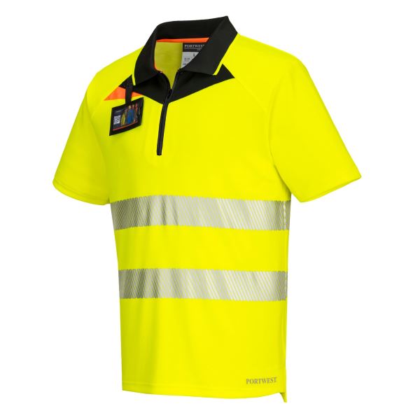 Yellow/black DX4 Hi-Vis Zip Polo Shirt S/S 