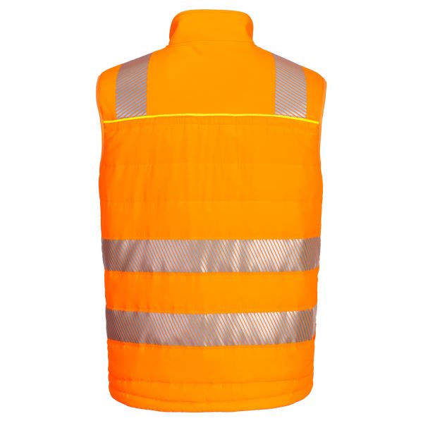 Orange/black DX4 Hi-Vis Hybrid Baffle Bodywarmer 