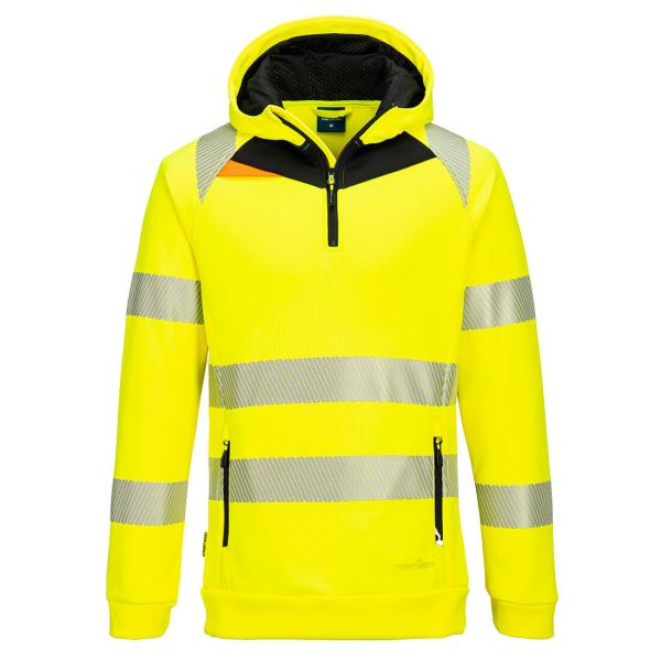 Yellow/black DX4 Hi-Vis 1/4 Zip Hoodie 