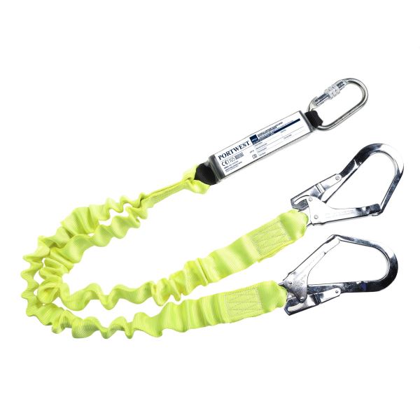 Portwest Yellow Double Elasticated 1.8m Lanyard With Shock Absorber 