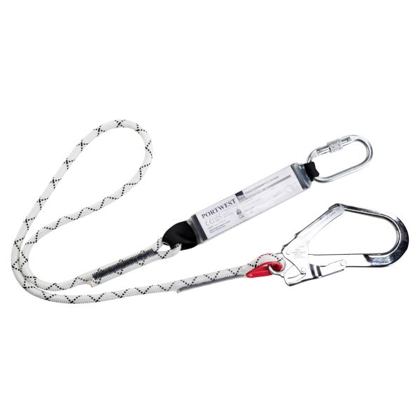 White Single Kernmantle 1.8m Lanyard With Shock Absorber 