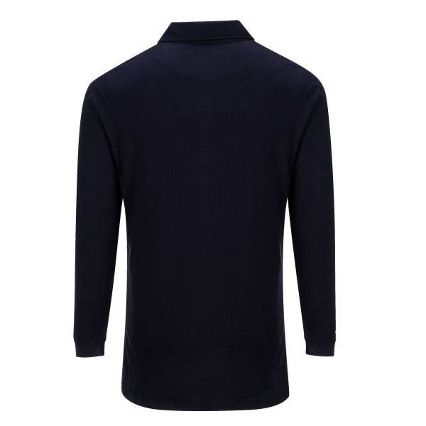 Navy Flame Resistant Anti-Static Long Sleeve Polo Shirt 