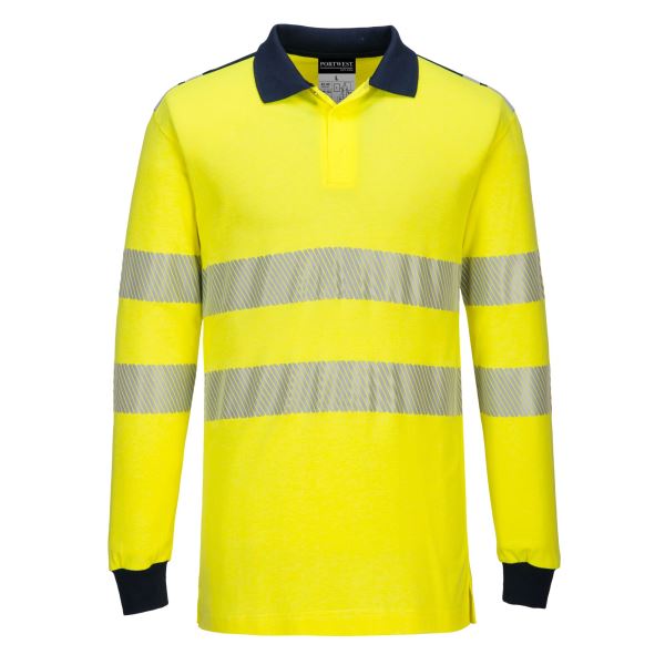 Yellow/navy PW3 Flame Resistant Hi-Vis Polo Shirt 