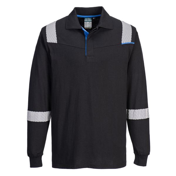 Portwest Black WX3 Flame Resistant Long Sleeve Polo 