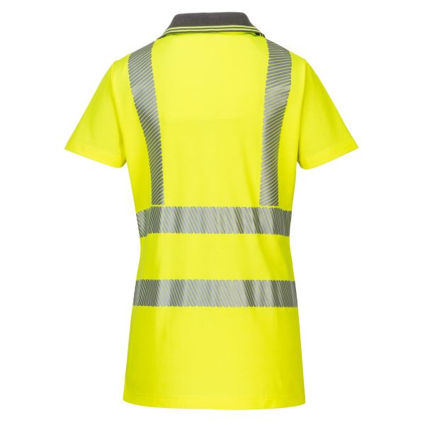 Yellow/grey Hi-Vis Women's Cotton Comfort Pro Polo Shirt S/S  