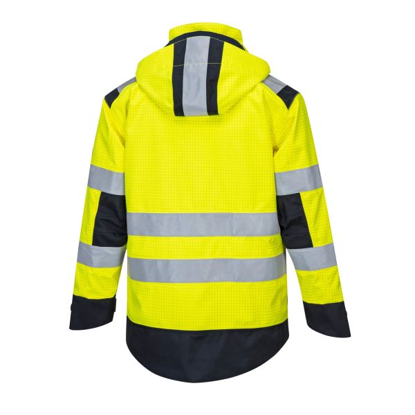 Portwest Yellow Navy Modaflame Rain Multi Norm Arc Jacket 