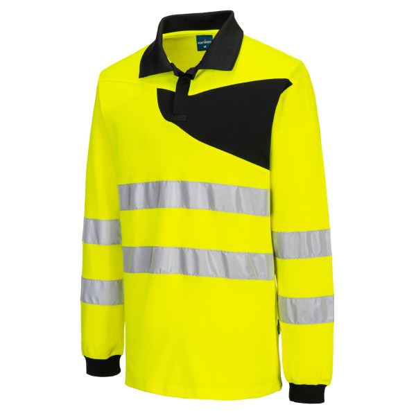 Yellow/black PW2 Hi-Vis Polo Shirt L/S 