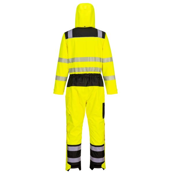 Portwest Yellow Black PW3 Hi-Vis Rain Coverall 