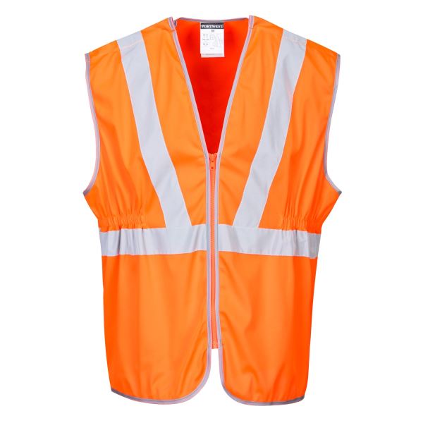 Orange Hi-Vis Zip Long Length Vest  