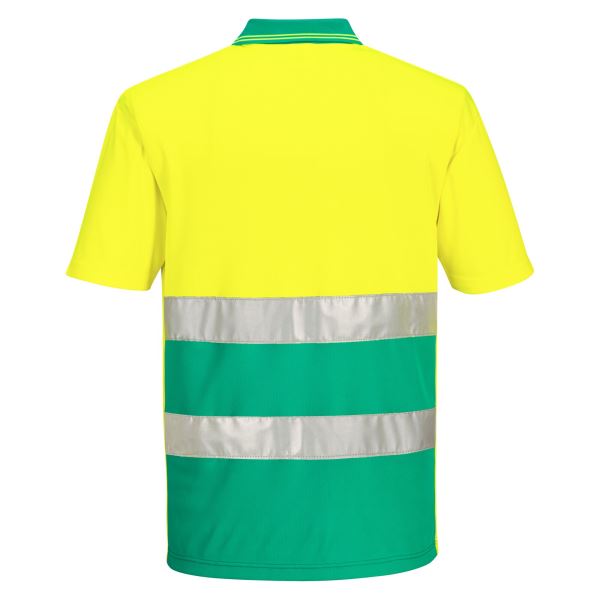 Yellow/teal Hi-Vis Lightweight Contrast Polo Shirt S/S  