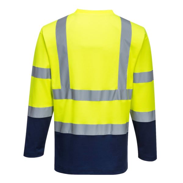 Yellow/navy Hi-Vis Cotton Comfort Contrast T-Shirt L/S  