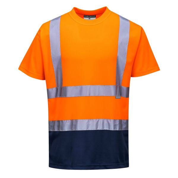 Portwest Orange Navy Hi-Vis Contrast T-Shirt S/S  