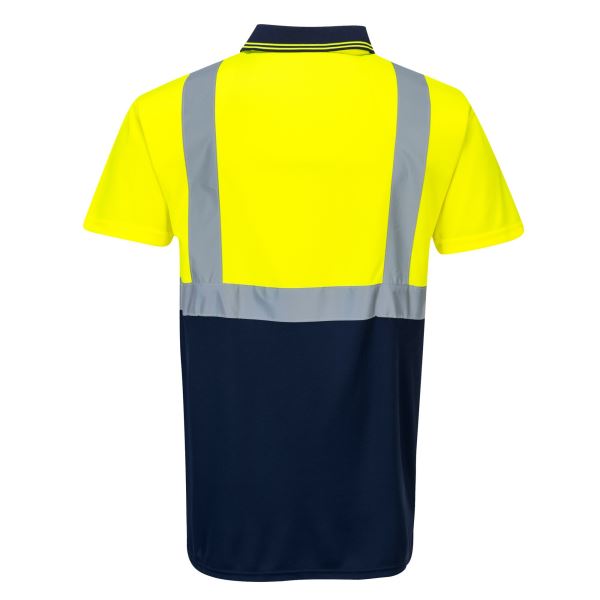 Yellow/navy Hi-Vis Contrast Polo Shirt S/S  