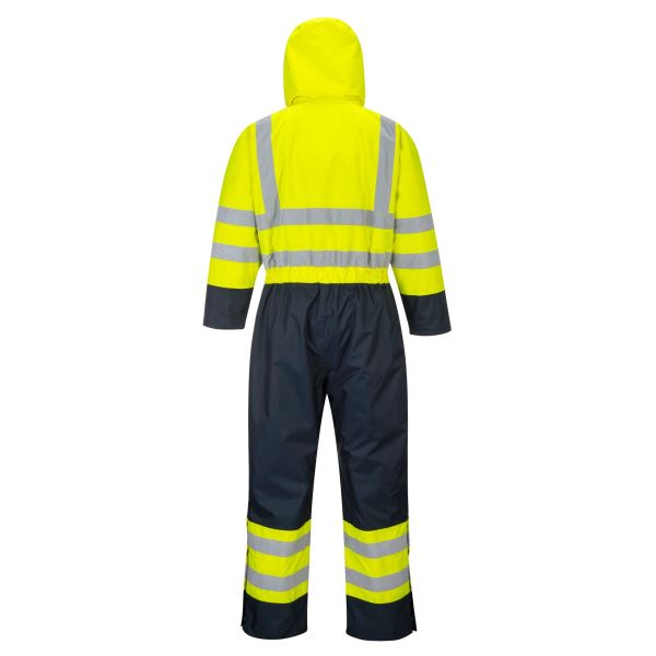 Portwest Yellow Navy Hi-Vis Contrast Winter Coverall 