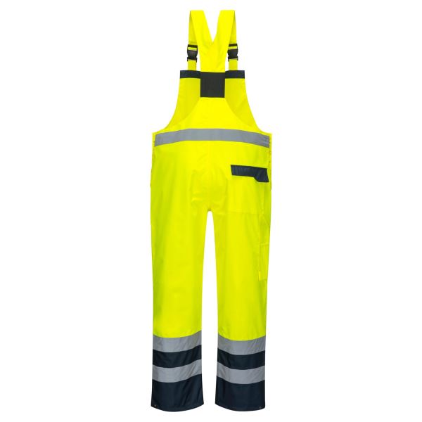 Yellow/navy Hi-Vis Breathable Contrast Rain Bib and Brace 