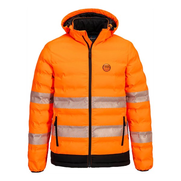 Portwest Orange Black Hi-Vis Ultrasonic Heated Tunnel Jacket 