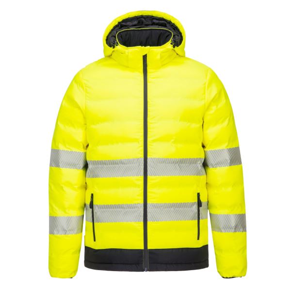 Portwest Yellow Black Hi-Vis Ultrasonic Heated Tunnel Jacket 