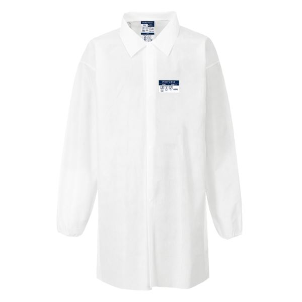 White BizTex SMS Coat Type PB [6] (Pk50) 