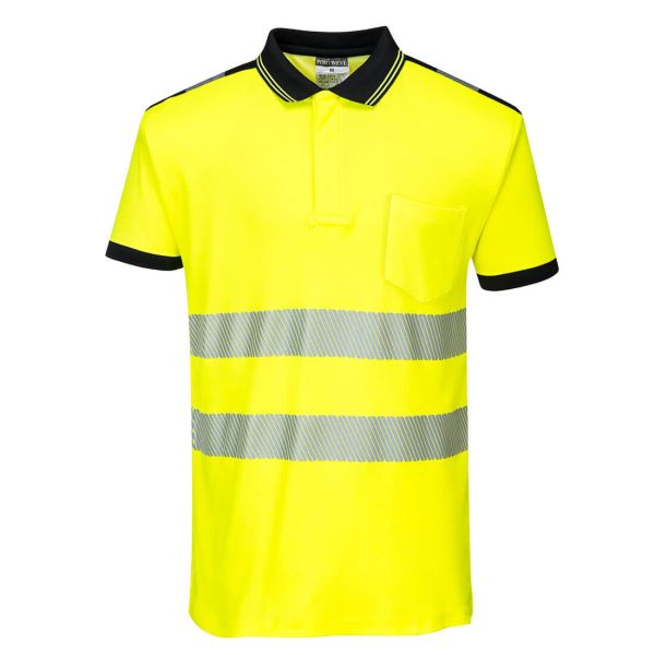 Yellow/black PW3 Hi-Vis Cotton Comfort Polo Shirt S/S  