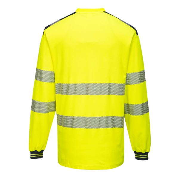 Yellow/navy PW3 Hi-Vis Cotton Comfort T-Shirt L/S  