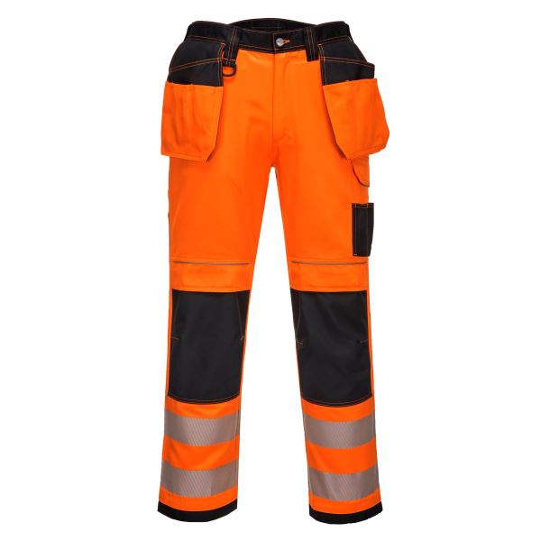 Orange/black PW3 Hi-Vis Holster Pocket Work Trousers 