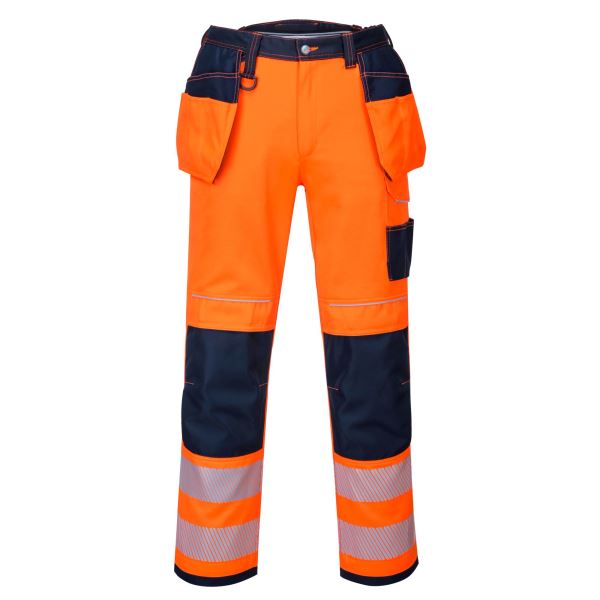 Orange/navy PW3 Hi-Vis Holster Pocket Work Trousers 