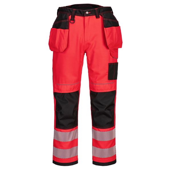 Red/black PW3 Hi-Vis Holster Pocket Work Trousers 