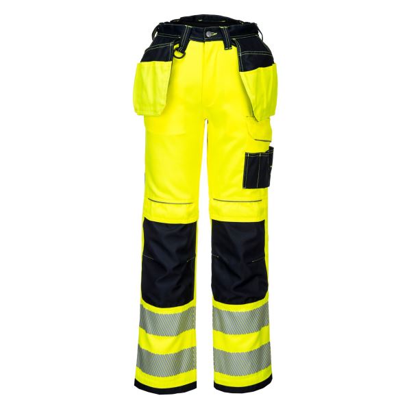 Yellow/black PW3 Hi-Vis Holster Pocket Work Trousers 