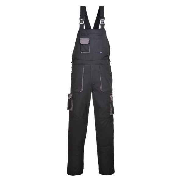 Black Tall Portwest Texo Contrast Bib and Brace 