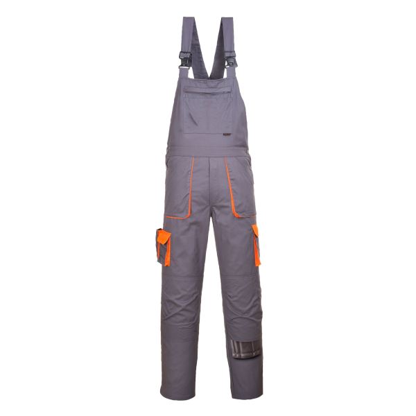 Grey Portwest Texo Contrast Bib and Brace 