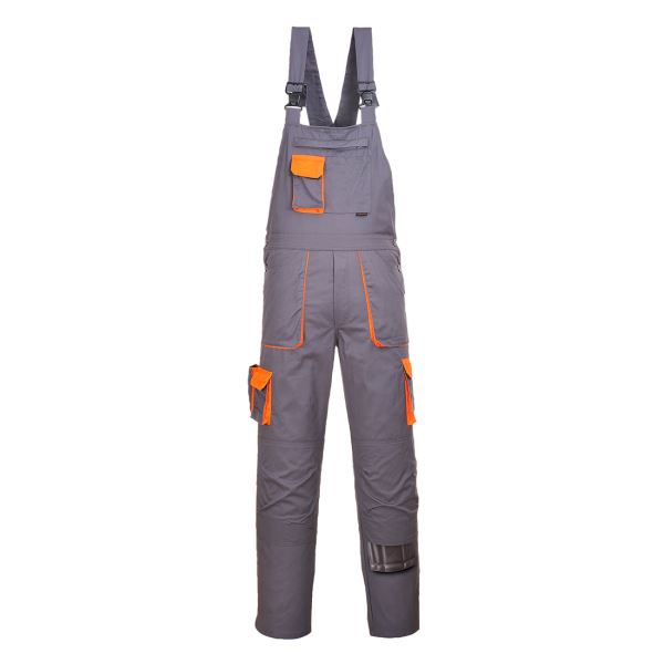 Grey Tall Portwest Texo Contrast Bib and Brace 