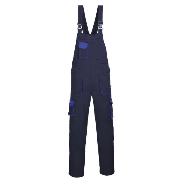 Navy Tall Portwest Texo Contrast Bib and Brace 