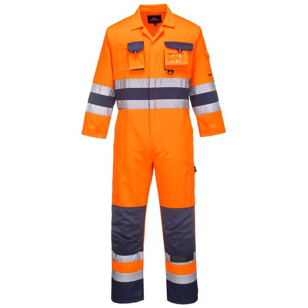 Portwest Orange Navy Nantes Hi-Vis Contrast Work Coverall 